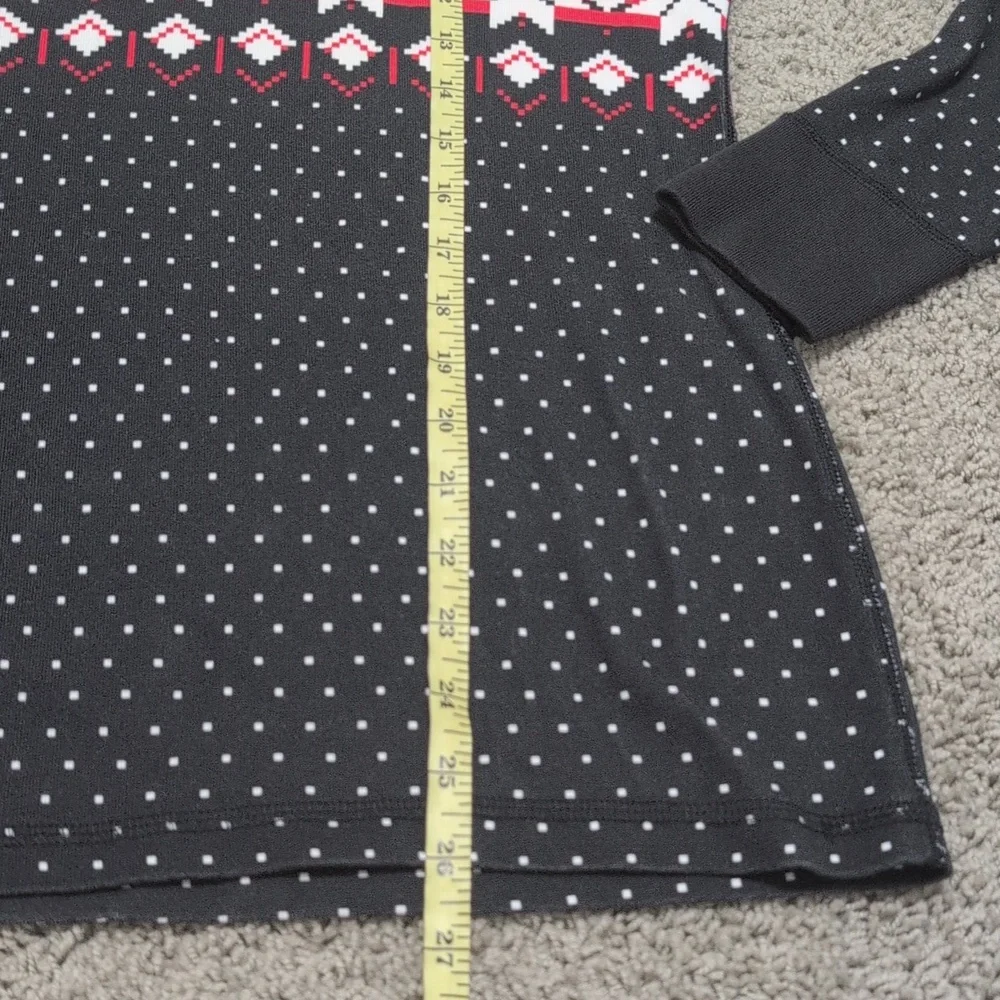 Hanna Andersson Pajama Long Sleeve Top Black Red Snowflake Fair Isle Print XL‎